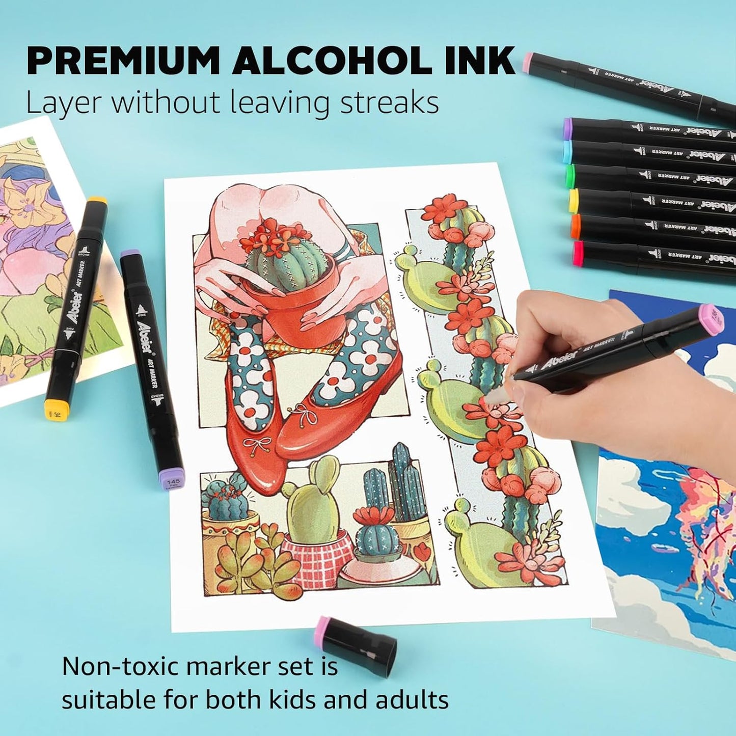 262 Colors Alcohol Markers Set, Dual Tips Blender Art Markers for Drawing, Permanent Sketch Markers for Kids adult coloring, Alcohol Based Markers, Adults Coloring and Artist Illustration.