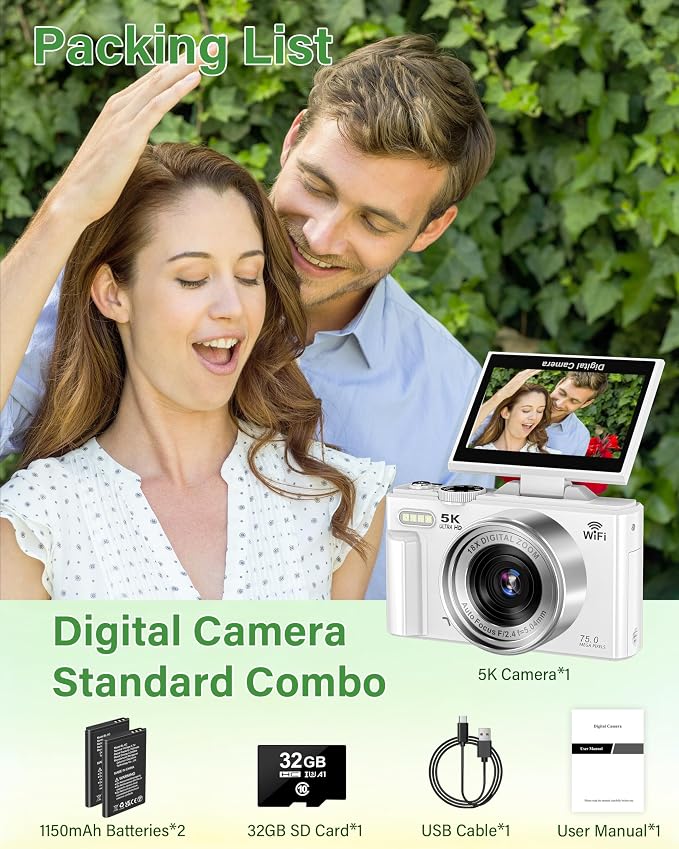 5K Digital Camera for Photography, 75MP WiFi Vlogging Camera for YouTube - Image 7