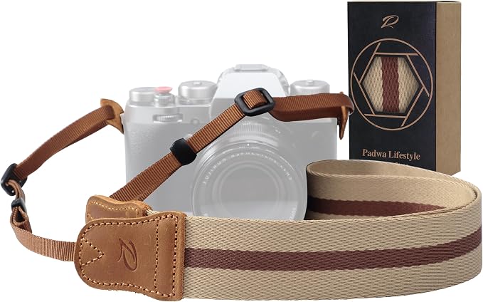 Padwa Lifestyle Beige Brown Stripe Camera Strap - Image 8
