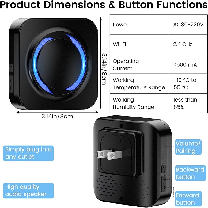 Smart Wireless Doorbell Chime for Ring, Google Nest - Image 7