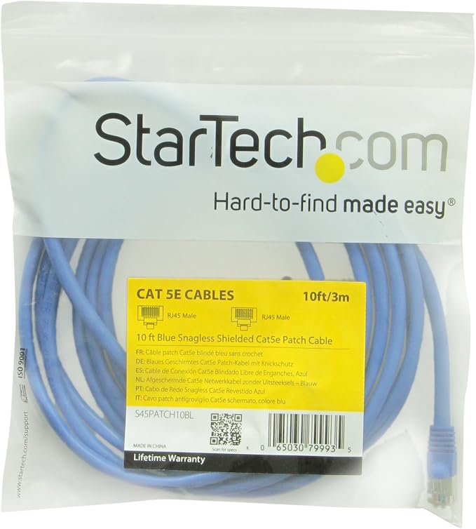 StarTech.com 10 ft Cat5e Blue Snagless Shielded RJ45 F/UTP Cat 5e Patch Cable - - Image 3