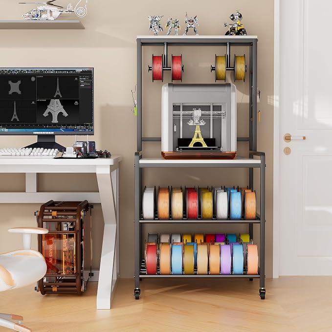 kepptory 3D Printer Stand with Power Outlet, Rolling Storage Cart w/Filament - Image 8