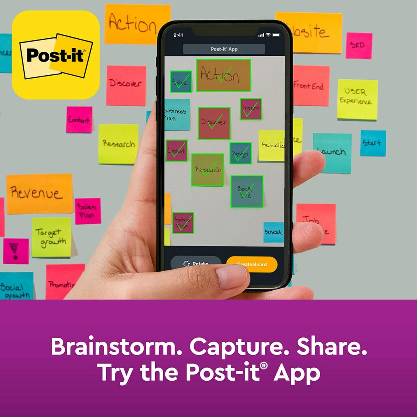 Post-it Super Sticky Notes, Assorted Bright Colors, 3x3 in, 15 Pads/Pack, 45 Sheets/Pad, 2X The Sticking Power, Recyclable, Multi-Color