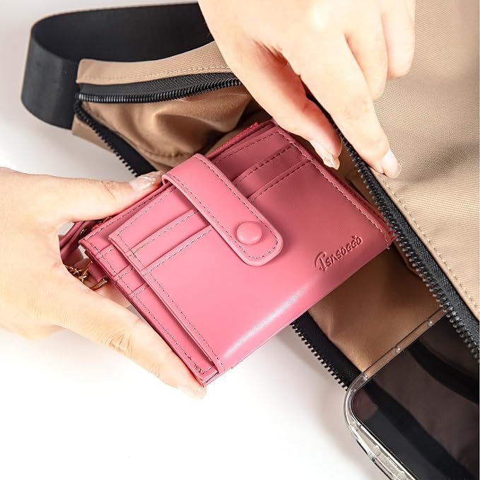 Keychain Wallet Wristlet Small Credit Card Holder Bracelet Key Chain Purse - Image 7