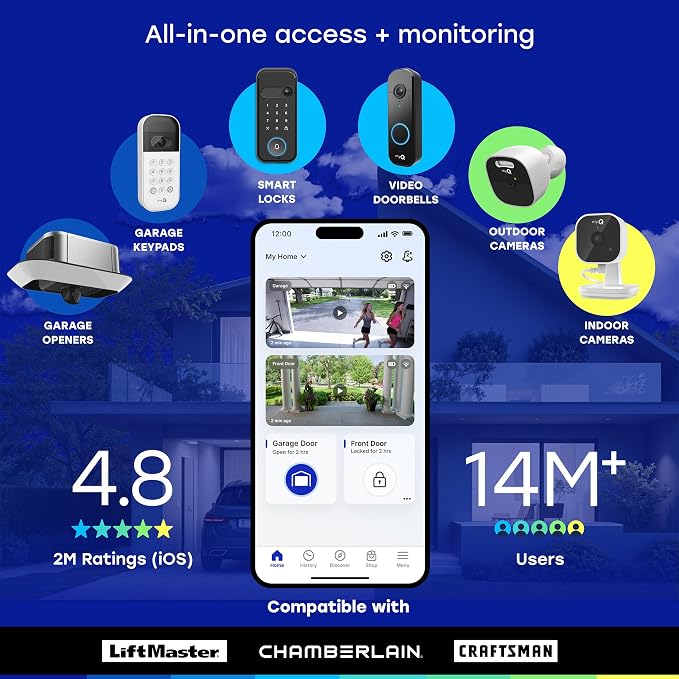 myQ Secure View™ 3-in-1 Smart Lock Deadbolt + Garage Door Video Keypad + Power - Image 14