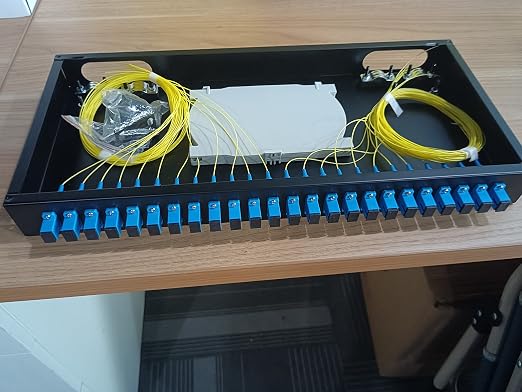 24 Port SC Rack Mount Enclosure Box + Splice Trays Fiber Cables Spool - Image 2