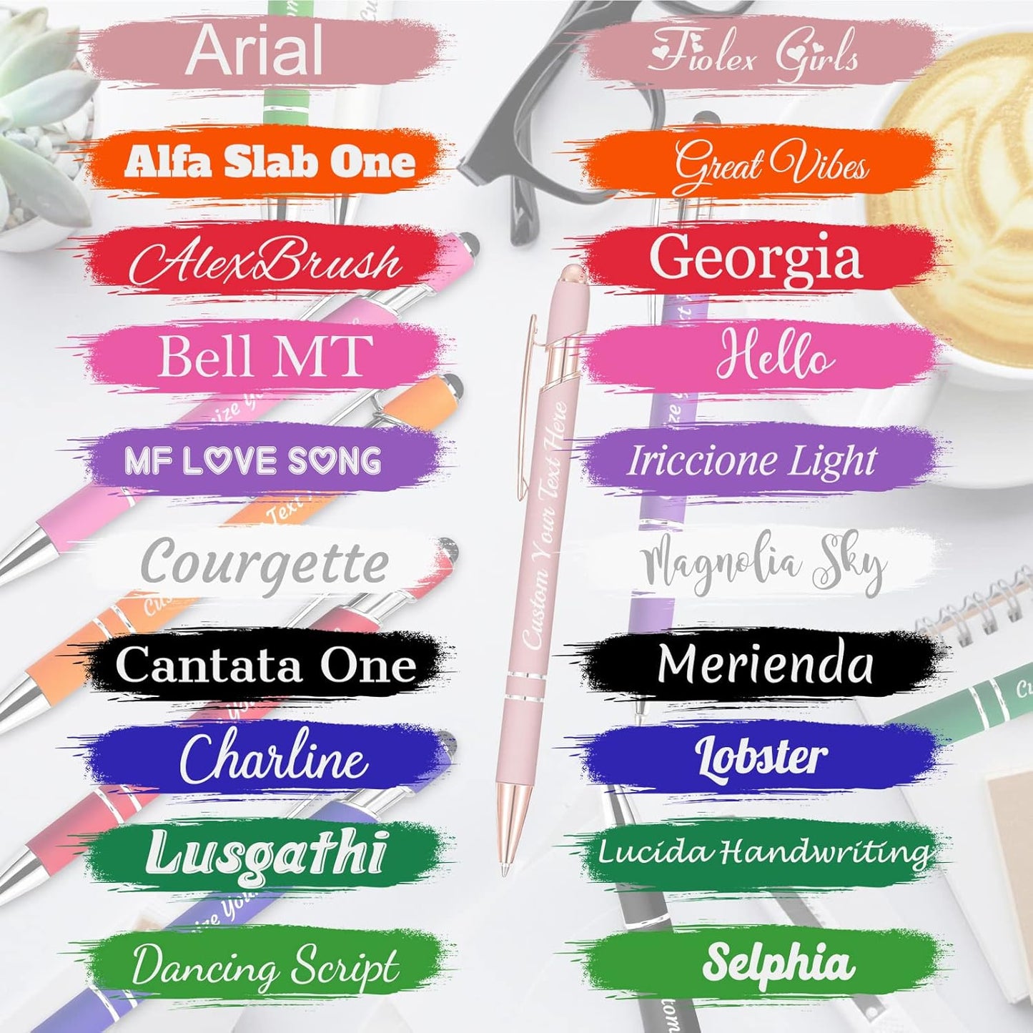 Personalized Pens Bulk 50 with Name Custom Engraving Ballpoint Pens with Stylus Tip Customized Smooth Writing Pens Personalized Gifts for Anniversary Birthday or Graduation(Purlpe,Black Ink)
