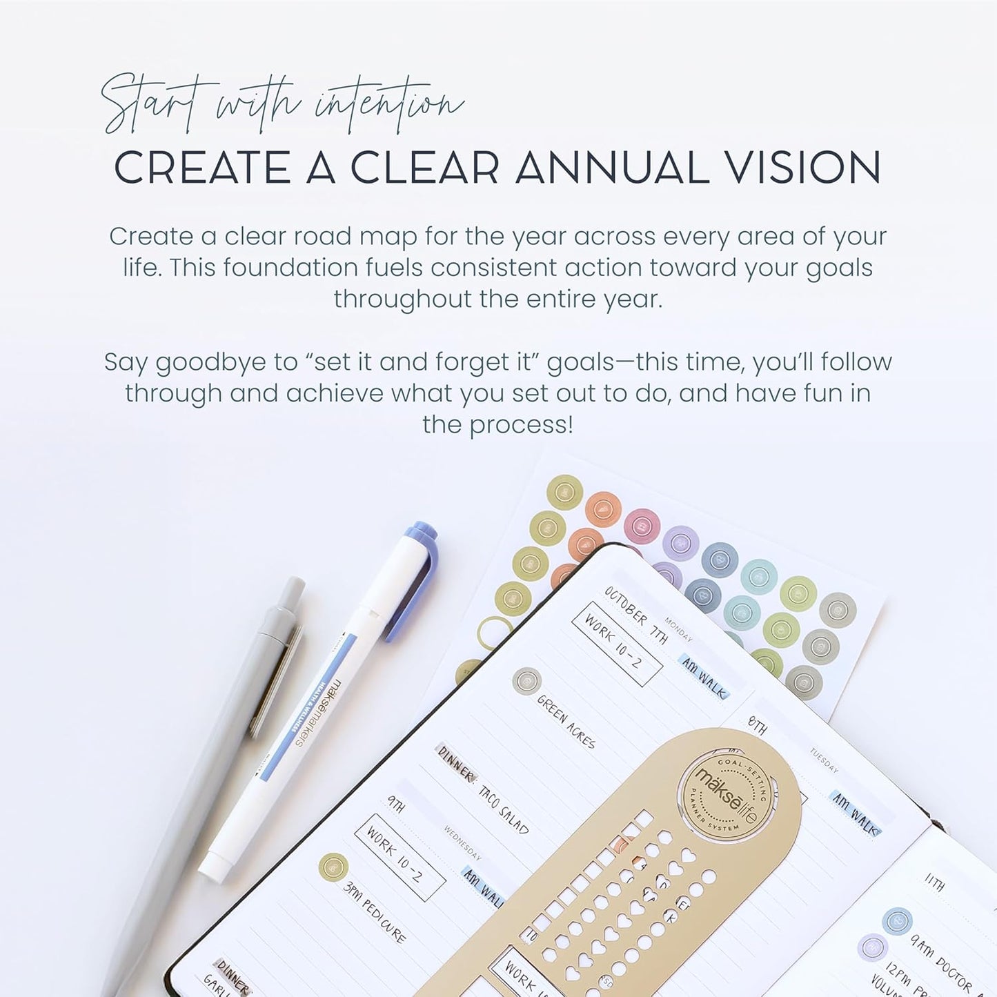 Quarterly Undated Planner - Goal Setting And Weekly Planner, Productivity Tools, Time-Management, Habit Tracker, Teal