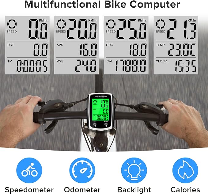 Bike Computer and Bicycle Odometer Wired MPH KM/H Bike Speedometer - Image 6
