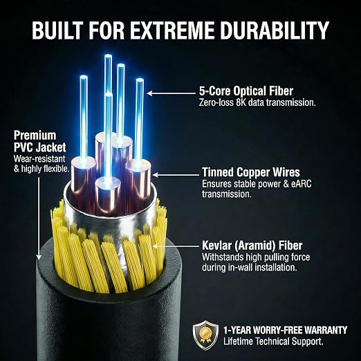 Fiber Optic HDMI Cable, Active Optical Cable High Speed HDMI Cord - Image 6