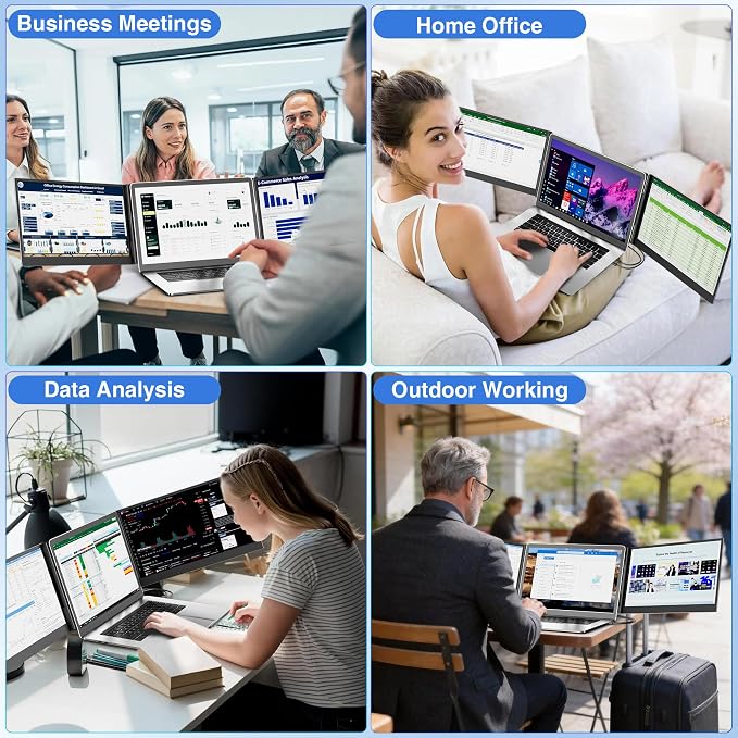 KEFEYA Laptop Screen Extender 15.6", FHD 1080P Portable Triple Monitor - Image 8