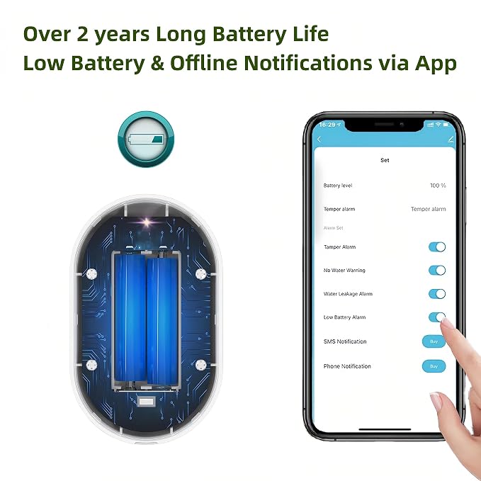 METAK Water Leak Detector Alarm: WiFi Water Flooding Monitor Smart App Sink - Image 6