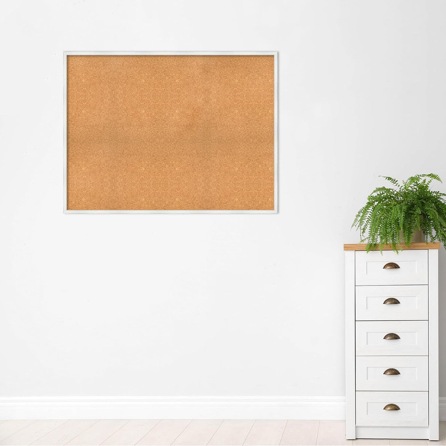Amanti Art Natural Cork Board for Wall, 37x49 Vision Board with White Frame, Oversize Corkboard Office Decor for Home Organization, Country Rustic Corkboard Pinboard to Display Items for Home