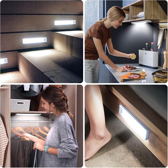 6 Pack Under Cabinet Lighting Wireless, 40 LED Rechargeable Battery Motion - Image 7