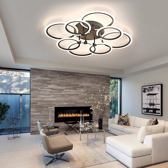 LED Ceiling Light, 8-Ring Modern Flush Mount Fixture, 145W Dimmable 3000K–6500K - Image 8