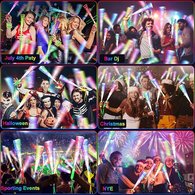 SHQDD 200PCS Glow Fiber Optic Sticks, LED Light Wands, Glow in The Dark Party - Image 7