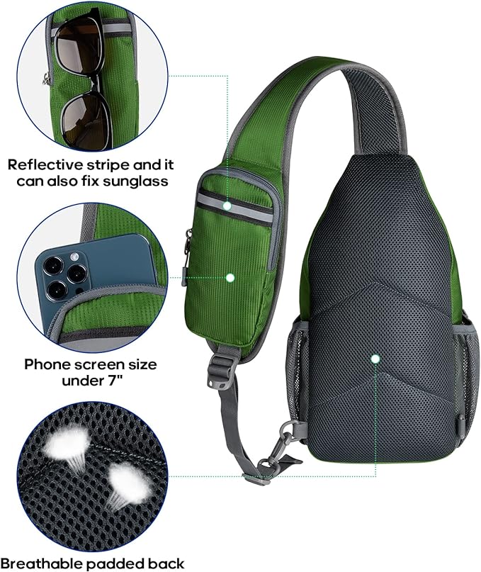 WATERFLY Crossbody Sling Backpack Sling Bag Travel Hiking Chest Bag Daypack - Image 6