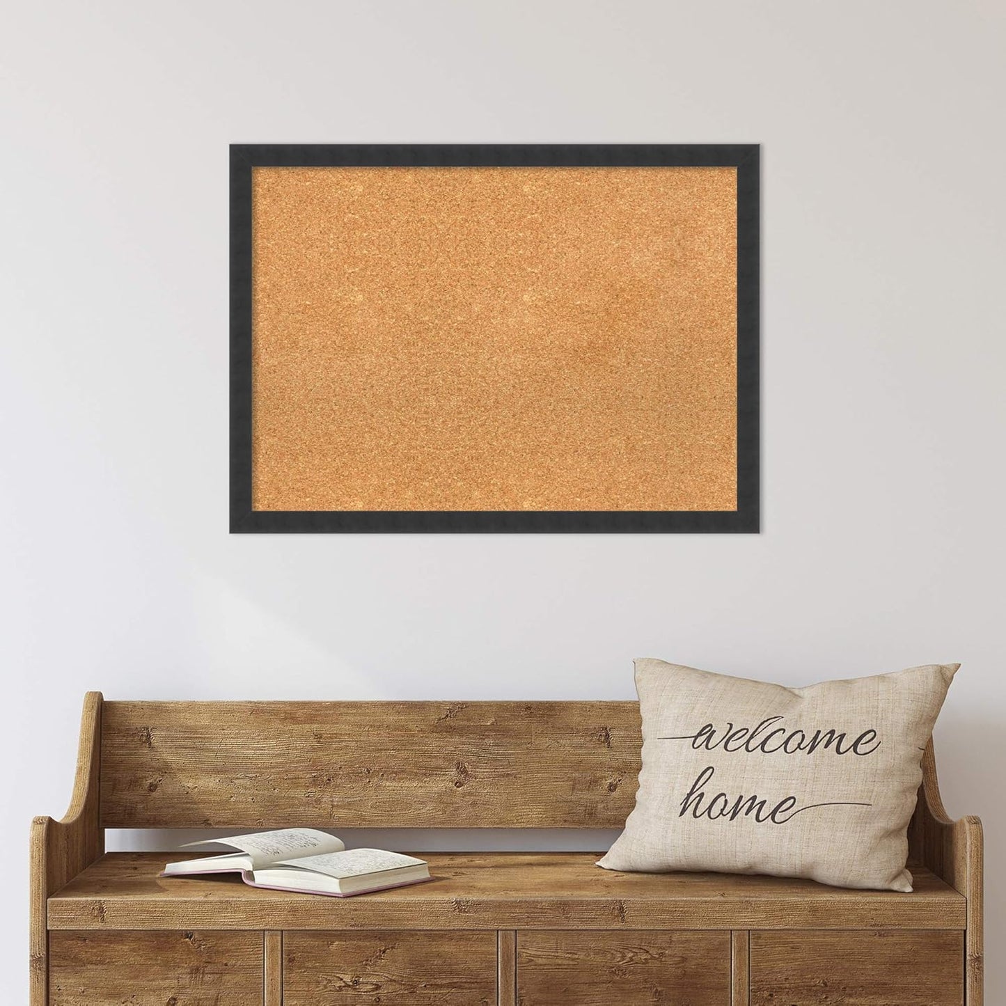 Amanti Art Natural Cork Board for Wall, 22x30 Vision Board with Black Wood Frame, Medium Corkboard Office Decor for Home Organization, Modern Contemporary Corkboard Pinboard to display items for home