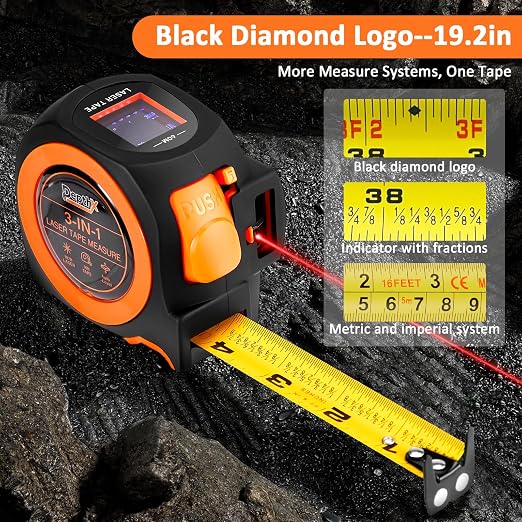 3-in-1 Laser Tape Measure, 197ft Laser Distance Meter, 16ft Digital Tape Measure - Image 9