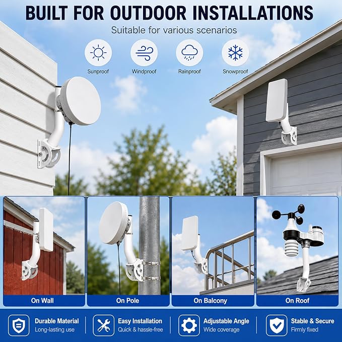 Antenna Mount for Wireless Bridge, 160° Angle Adjustable, 1.38 in OD, for - Image 9