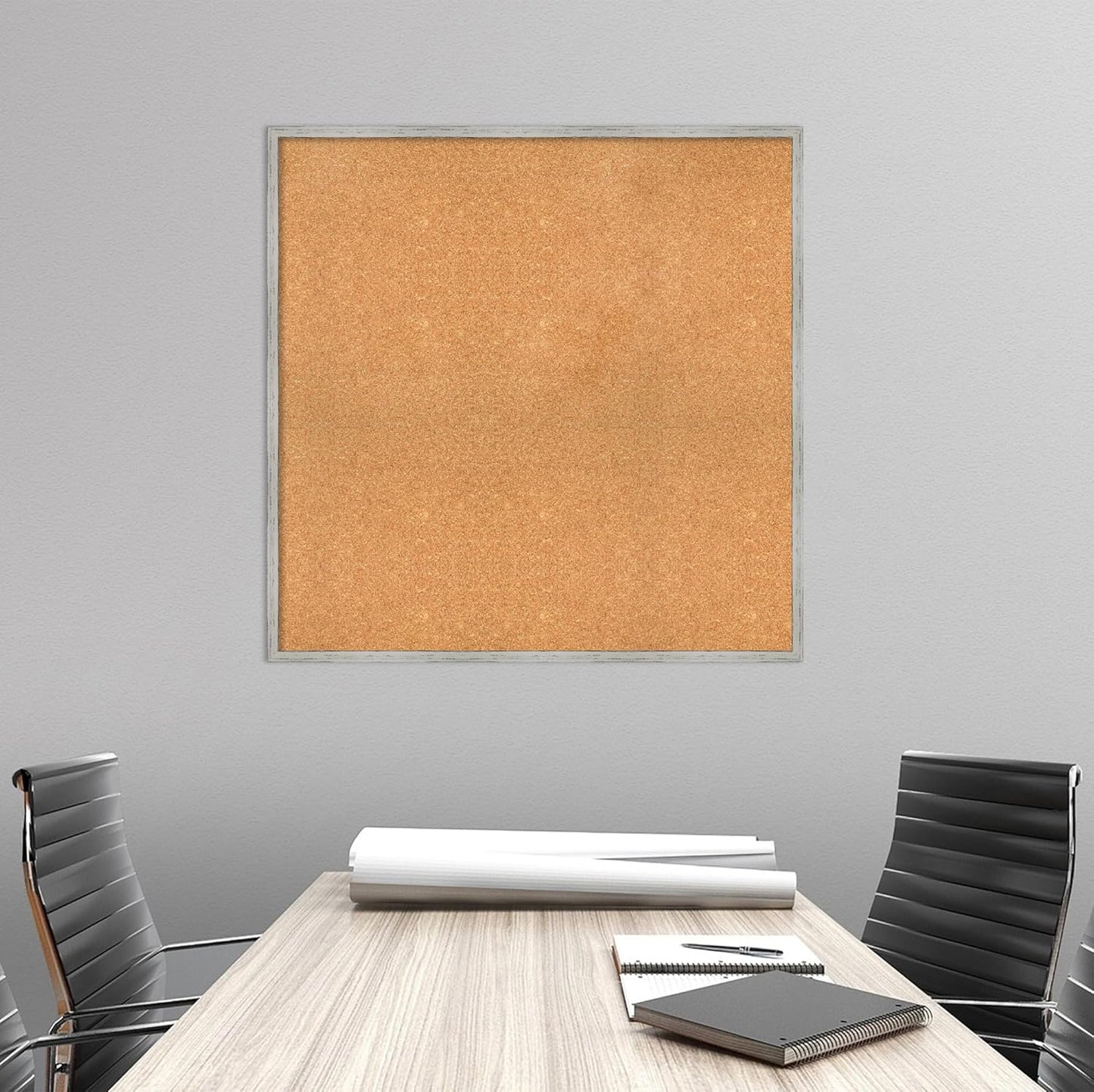 Amanti Art Natural Cork Board for Wall, 35x35 Vision Board with White Frame, Oversize Corkboard Office Decor for Home Organization, Cottage Corkboard Pinboard to Display Items for Home Organization