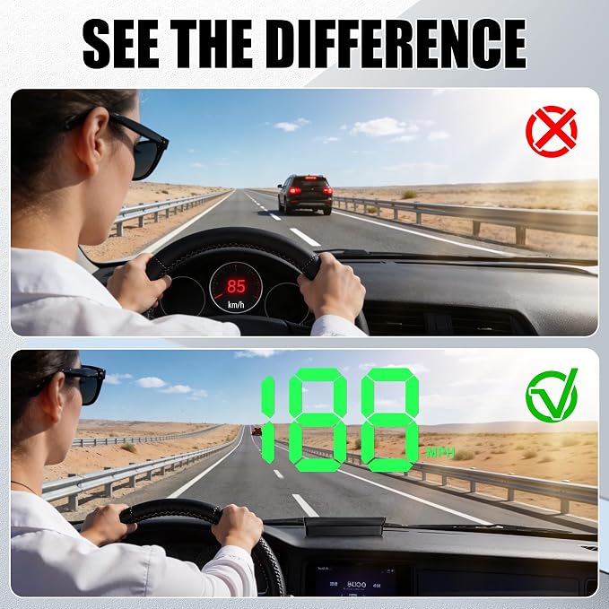 SINGARO Heads up Display for Cars, USB Plug Digital GPS HUD Speedometer - Image 6