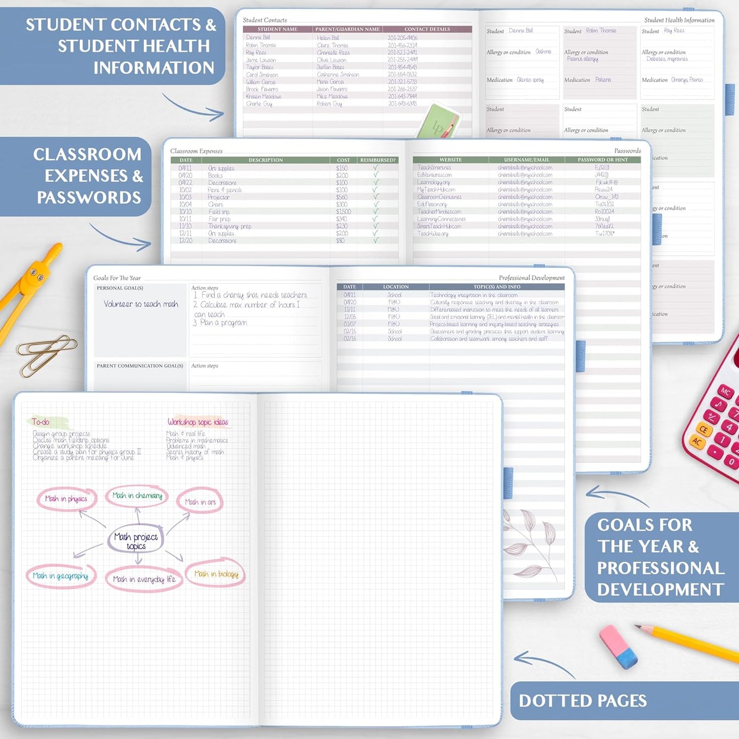 Legend Teacher Planner – Undated Lesson Plan Book for Teachers with Weekly & Monthly Calendars - Classroom Organization & School Year Planner – 8.5”x11.5” Hardcover (Periwinkle)