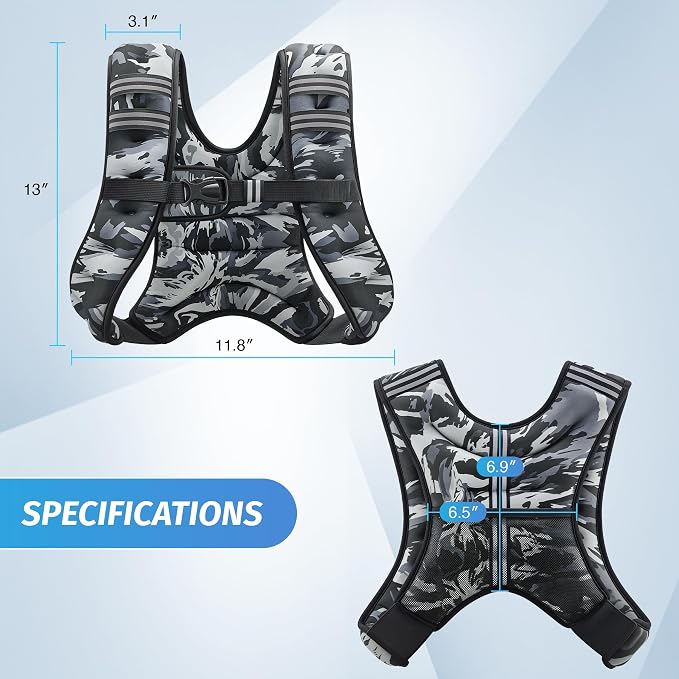 ZELUS Weighted Vest, 6lb/8lb/12lb/16lb/20lb/25lb/30lb Weight Vest - Image 8