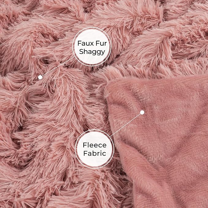 Tuddrom Decorative Extra Soft Fuzzy Faux Fur Throw Blanket 50" x 60", Solid - Image 6