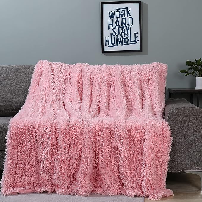 Tuddrom Decorative Extra Soft Faux Fur Throw Blanket 50"x60", Solid Reversible - Image 8