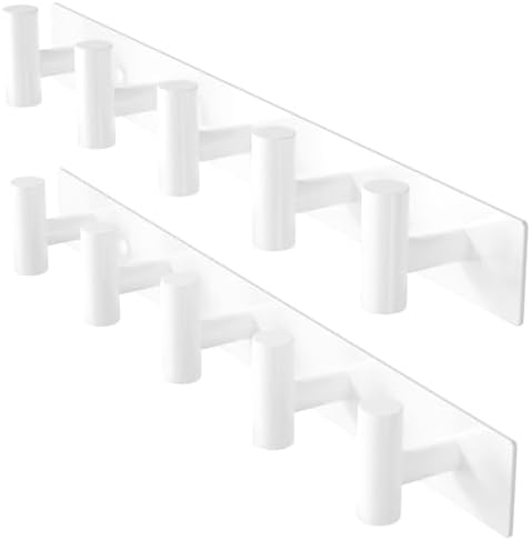 White Wall Mounted Coat Rack – 5 T-Shaped Hooks on 16.5" Rail by GWAAZXGZ