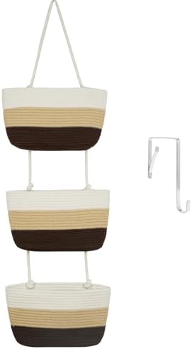 TeoKJ Over the Door Hanging Storage Basket, Wall Organizer, Gradient Brown by TeoKJ