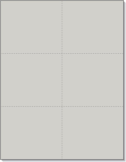 Limited Papers (TM) 8.5x11 Perforated Paper, 20/50 Pound, 75 GSM, Variety of Perforation Sizes and Colors, for Forms, Tickets, Postcards, Business Cards. (Grey, 6 up)