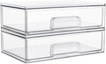 Vtopmart Clear Stackable Storage Drawers, 2 Pack Wide Plastic Organizers by Vtopmart