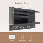 Key Holder Wall Mount, Solid Wood Key and Mail Organizer - Image 3