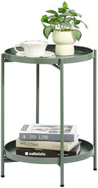 2-Tier Round End Side Table, Small Metal Side Table by MordchilHF