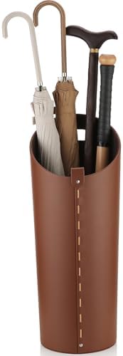 Brown Leather Umbrella Holder Indoor Umbrella Stand Rack by ELPMD