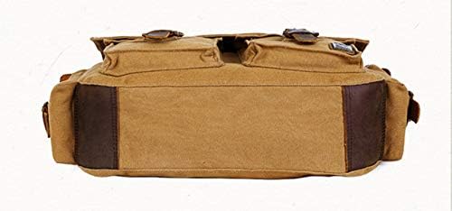 Sechunk Vintage Military Leather Canvas Laptop Bag Messenger Bags Medium - Image 4