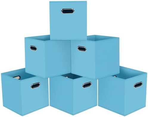 Black Foldable Storage Cubes Bins, Fabric Storage Box Cubes Organizer Baskets by HEAYEEG
