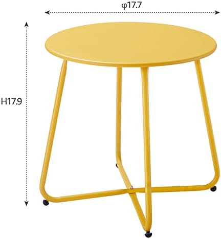 Meluvici Patio Small Outdoor Side Table Waterproof Round Metal Steel Side Table - Image 3