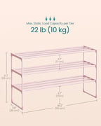 SONGMICS Shoe Rack, 3-Tier Shoe Organizer, Metal Storage Shelf - Image 3