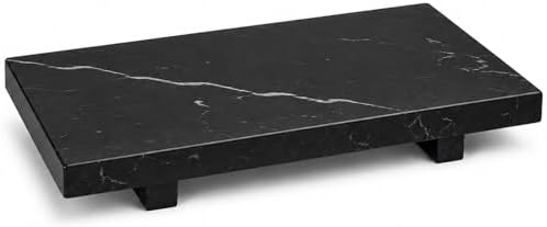 Black Marble Large Pedestal Tray by SIRIZEN-DIVING