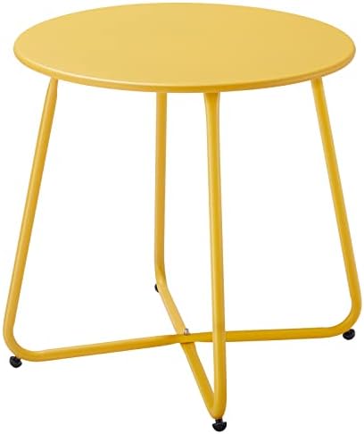 Meluvici Patio Small Outdoor Side Table Waterproof Round Metal Steel Side Table by Meluvici