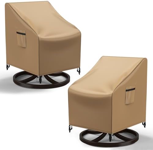 Mrrihand Patio Chair Covers, 2 Pack Outdoor Swivel Lounge Chair Cover, Heavy by Mrrihand