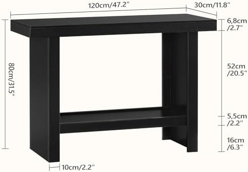 MAHANCRIS Modern Console Table, 47.2" Black Rectangular Entryway Table - Image 2