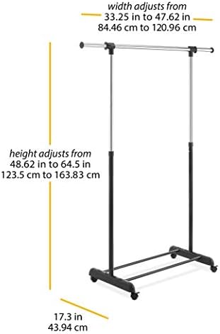 Whitmor Adjustable Rolling Clothes Organizer Chrome Garment Rack - Image 4