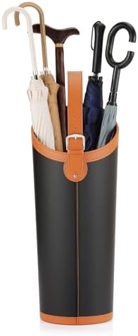 Faux Leather Large Umbrella Holder Entryway，Modern Black Umbrella Rack Stand by ELPMD