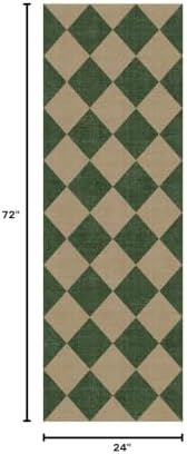 Lessymo Kitchen Runner Rug 2x6 Checkered Jute Rugs Washable Non Slip - Image 2