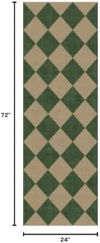 Lessymo Kitchen Runner Rug 2x6 Checkered Jute Rugs Washable Non Slip - Image 2