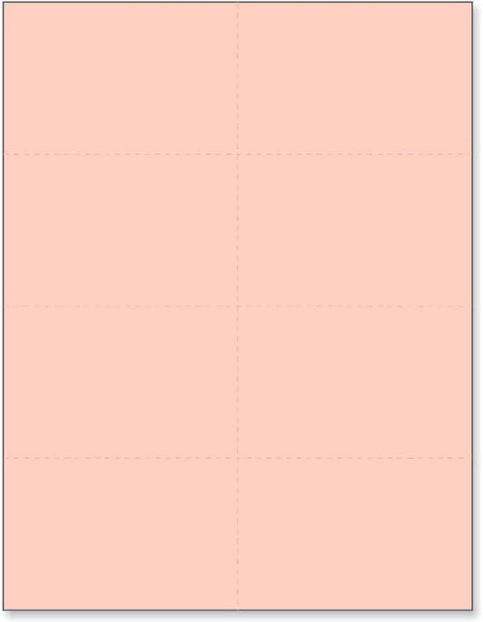 Limited Papers (TM) 8.5x11 Perforated Paper, 20/50 Pound, 75 GSM, Variety of Perforation Sizes and Colors, for Forms, Tickets, Postcards, Business Cards. (Peach, 8 up)